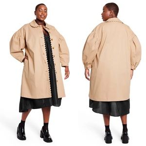 NWT Target Kika Vargas Scalloped Edge Trimmed Tan Trench Coat